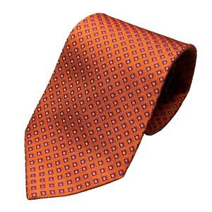 ETRO Milano Tie 100% Silk Made in Italy Woven Box Orange 3.75"